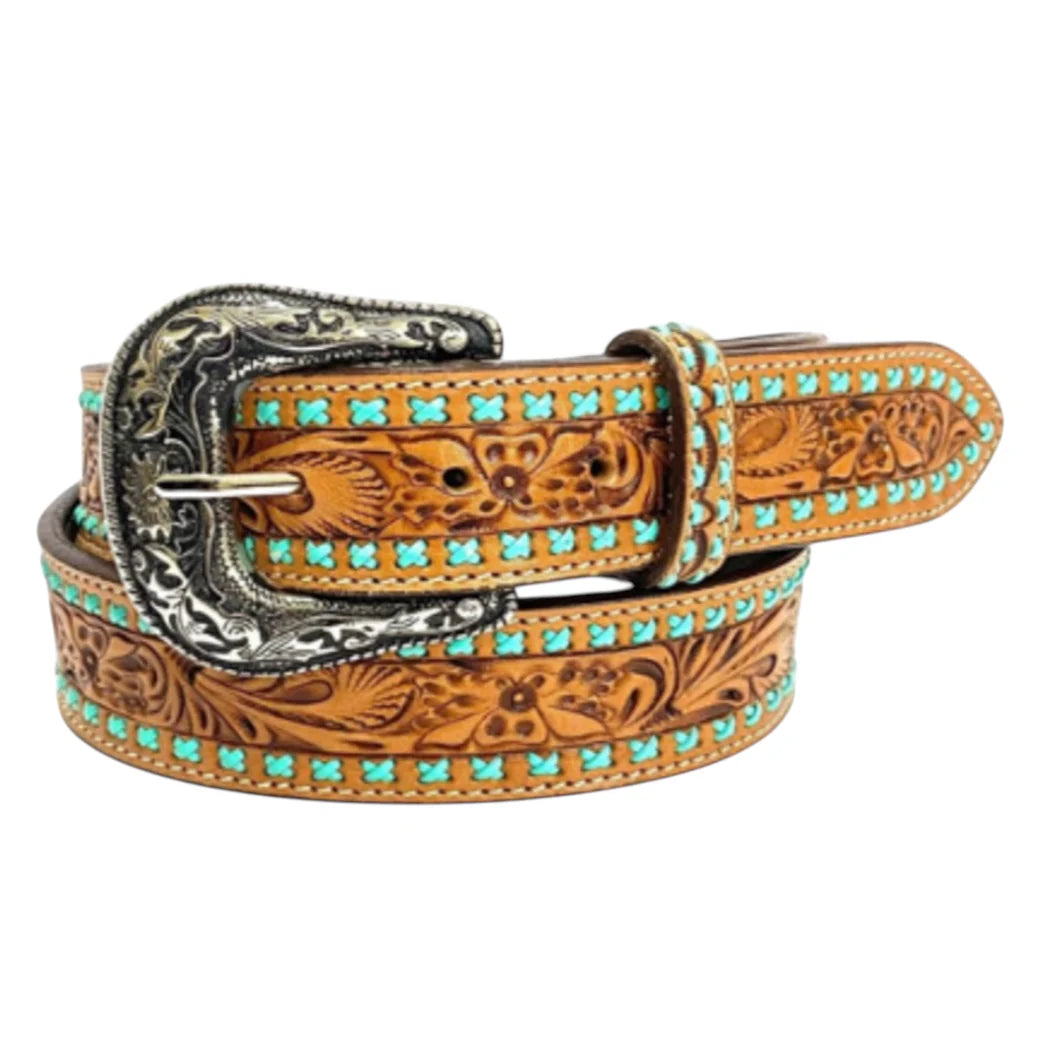 1773 Phoenix Turquoise X Hatch Stitch Belt