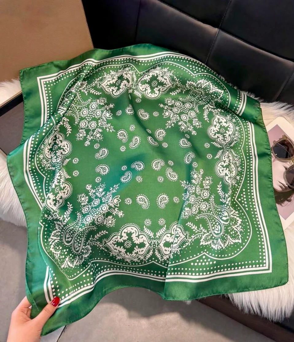 1773 Twilly Scarf - Green Paisley