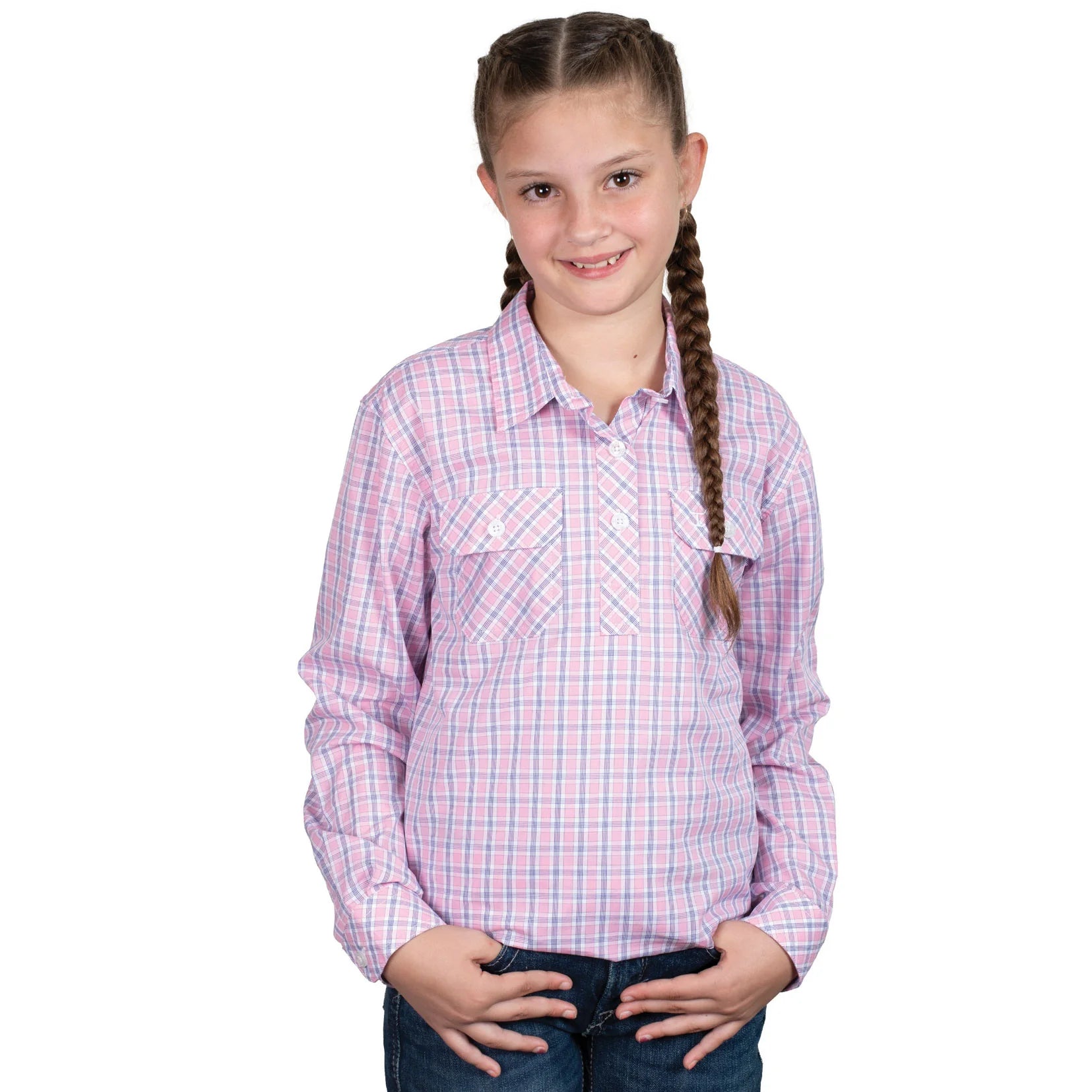 Just Country Girls Harper Half Button Print Workshirt | Country Clothing - Childrens Clothing | Saddleworld Ipswich