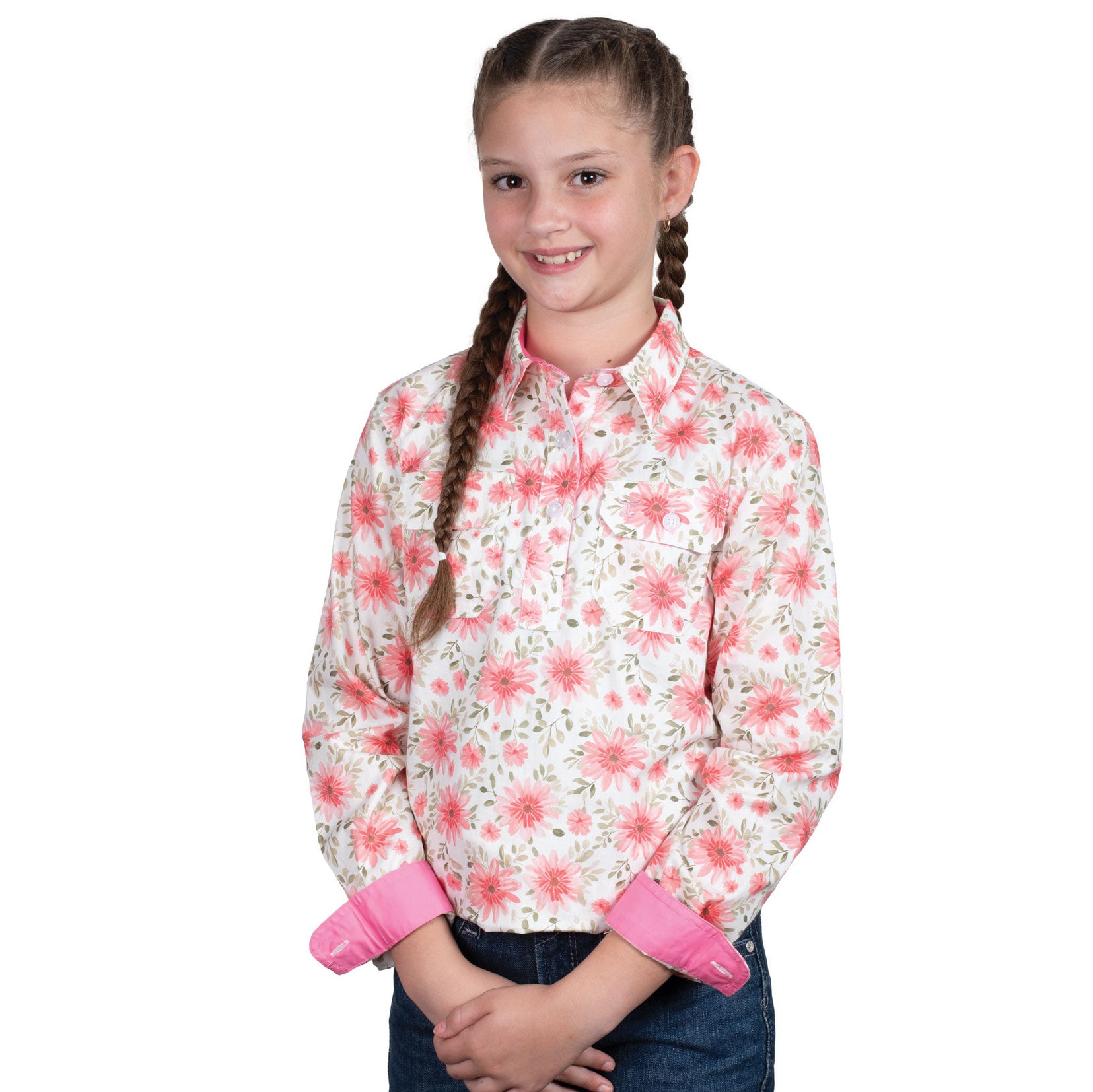 Just Country Gls Harper Half Button Gerbera | Country Clothing - Ladies Shirt | Saddleworld Ipswich