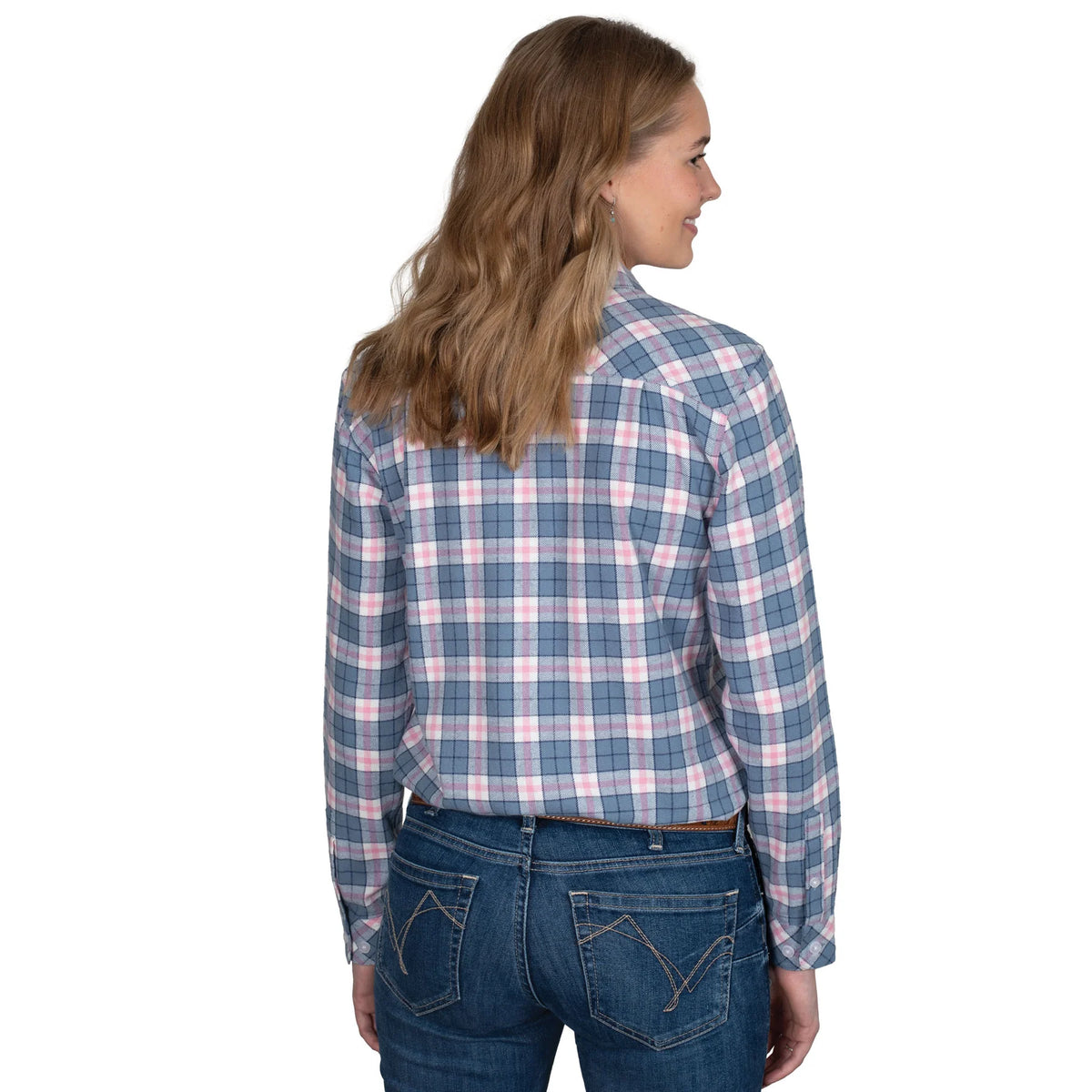 Just Country Wmns Brooke Workshirt Flannel Rose/Grey/White | Country Clothing - Ladies Shirt | Saddleworld Ipswich