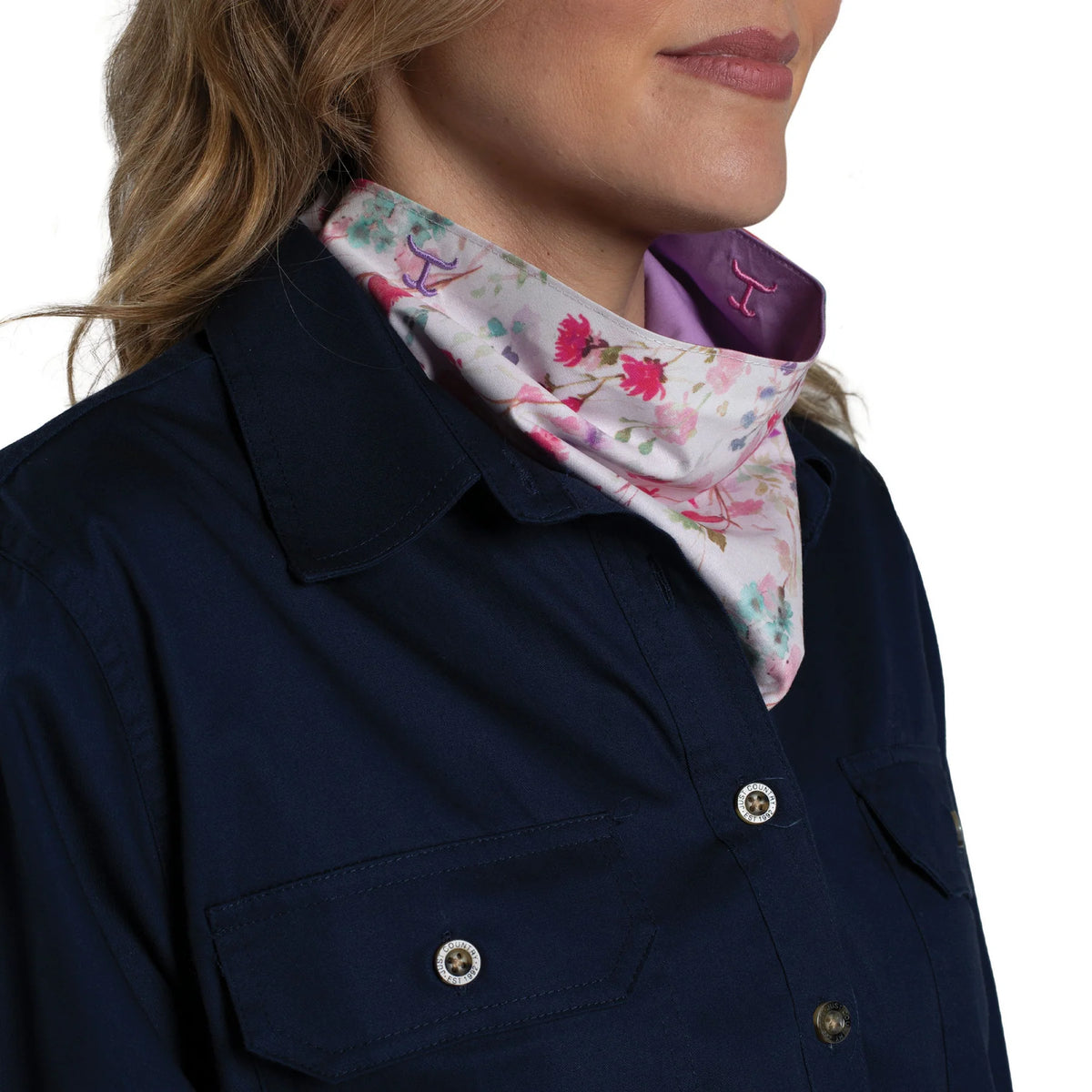 Just Country Wmns Carlee Double Sided Scarf Orchid/White Wildflower | Country Clothing - Scarf | Saddleworld Ipswich