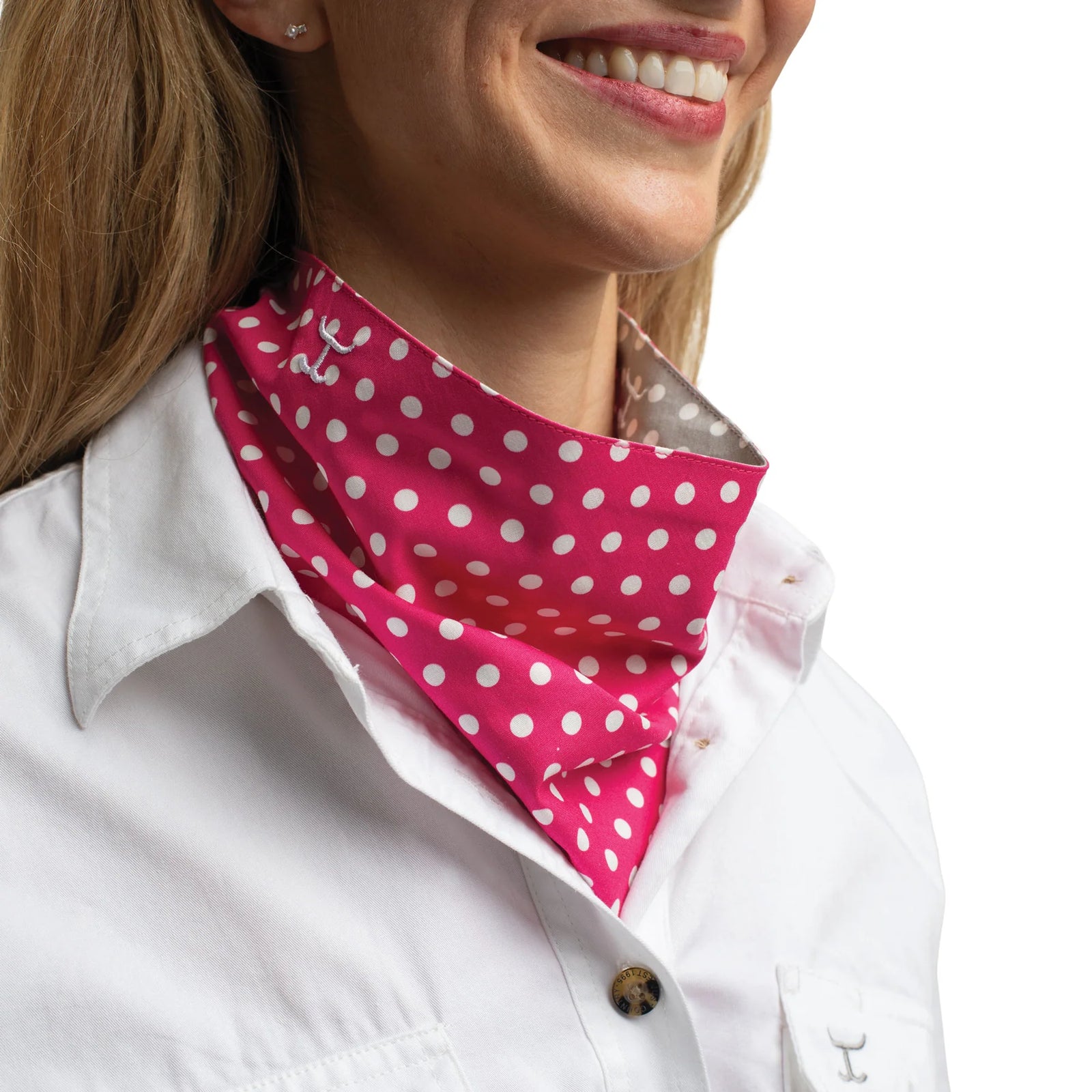 Just Country Wmns Carlee Double Sided Scarf Smoke Grey and white Polka Dots/ Raspberry and White Dots | Country Clothing - Scarf | Saddleworld Ipswich