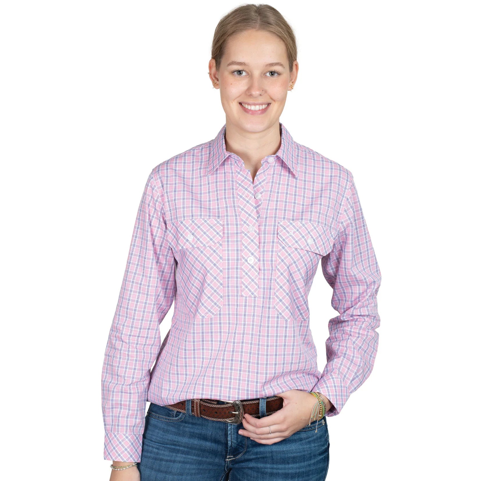 Just Country Wmns Georgie Half Button | Country Clothing - Ladies Shirts | Saddleworld Ipswich