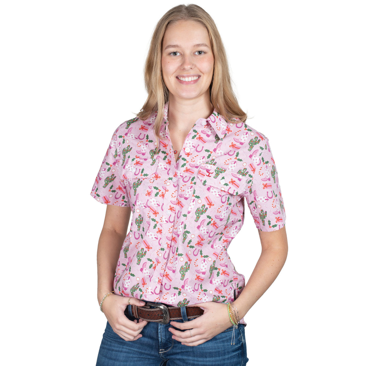 Just Country Wmns Izzy Full Button Short  | Country Clothing - Ladies Shirt | Saddleworld Ipswich