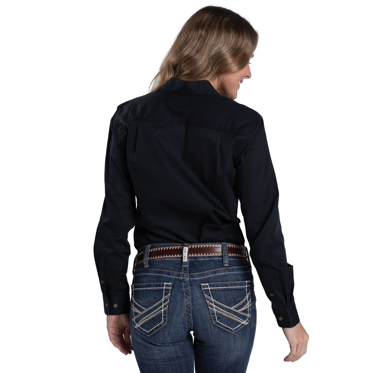 Just Country Wms Brooke Embroidered Workshirt Black/White | Country Clothing - Ladies Shirt | Saddleworld Ipswich