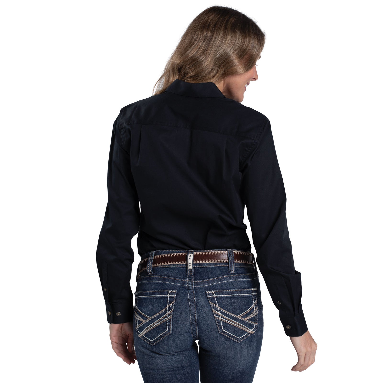 Just Country Wms Brooke Embroidered Workshirt Black/White