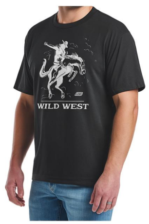 Justin Mens Wild West Tee Black | Country Clothing - Mens T Shirt | Saddleworld Ipswich