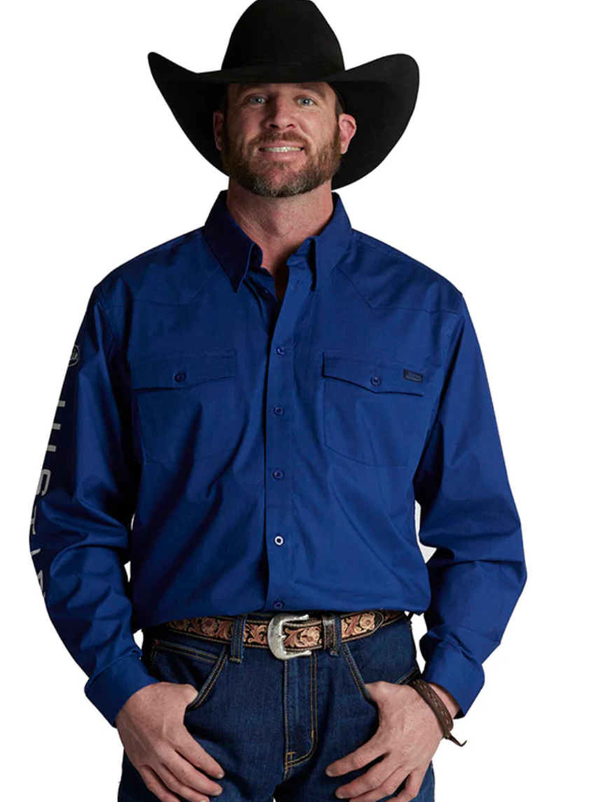 Justin Team Shirt TCX Blue Depth | Country Clothing - Mens Shirt | Saddleworld Ipswich