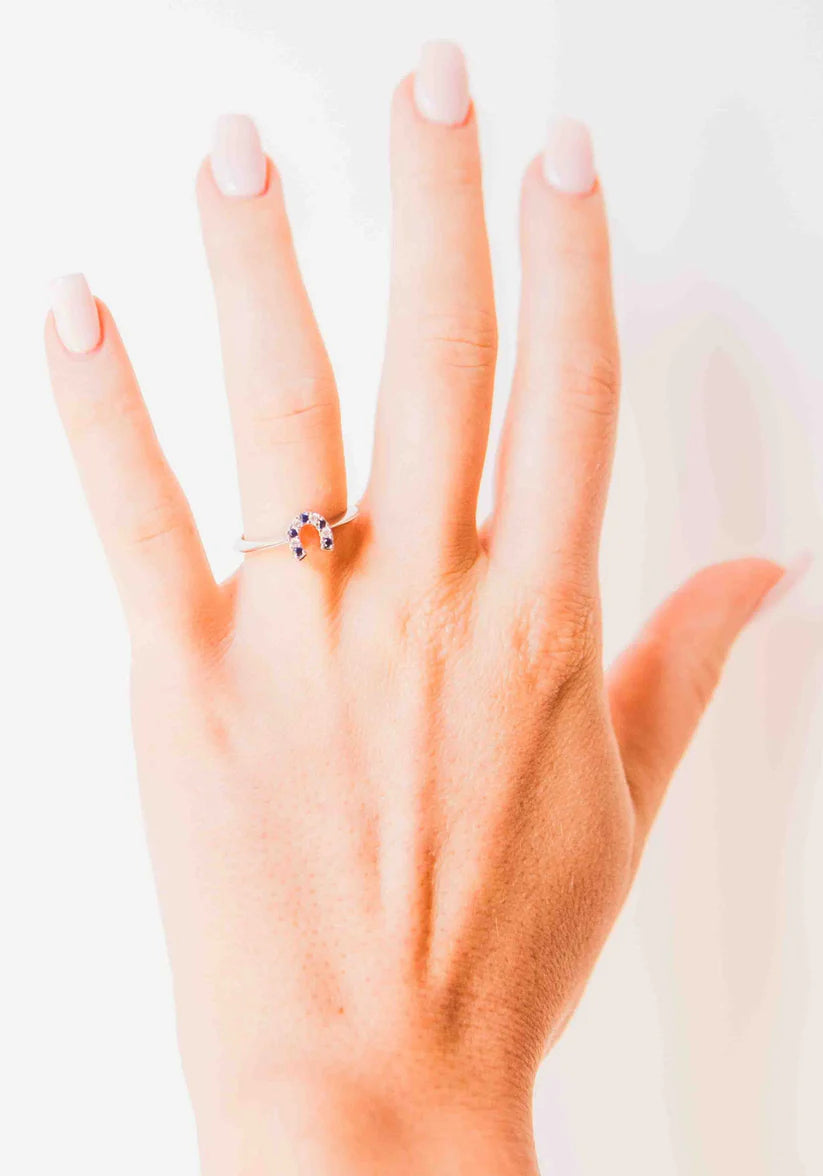 Kelly Herd Ring Blue and Clear Horseshoe | Giftware - Jewellery | Saddleworld Ipswich