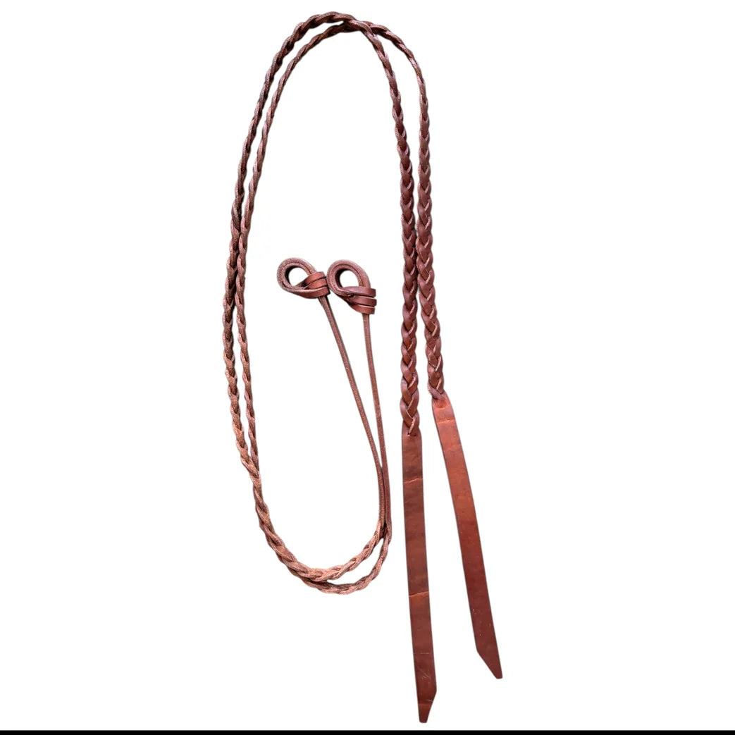 Kidman Secret Plait Red Hide Reins with Gulf Knot | Horse Supplies - Rein | Saddleworld Ipswich