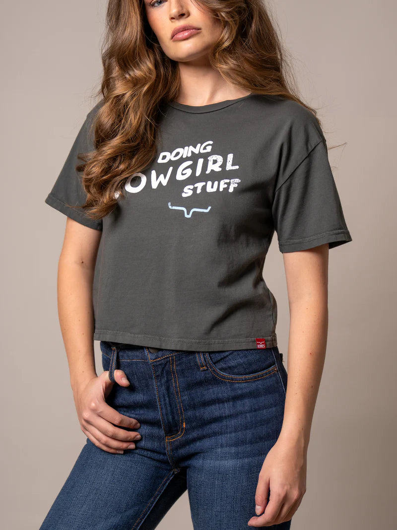 Kimes Ranch Wmns Doing Cowgirl Stuff Pepper | Kimes Ranch | Cropped T- Shirt | Ladies T-Shirt | Saddleworld Ipswich |