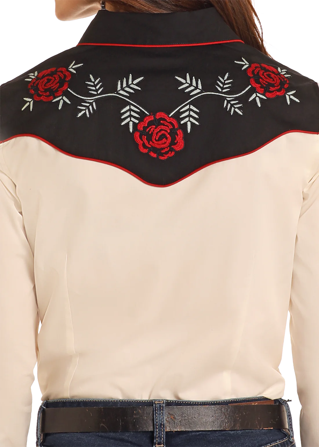 Panhandle Slim Wmns Collared Retro Long Sleeve Snap Shirt - Black Friday Sale