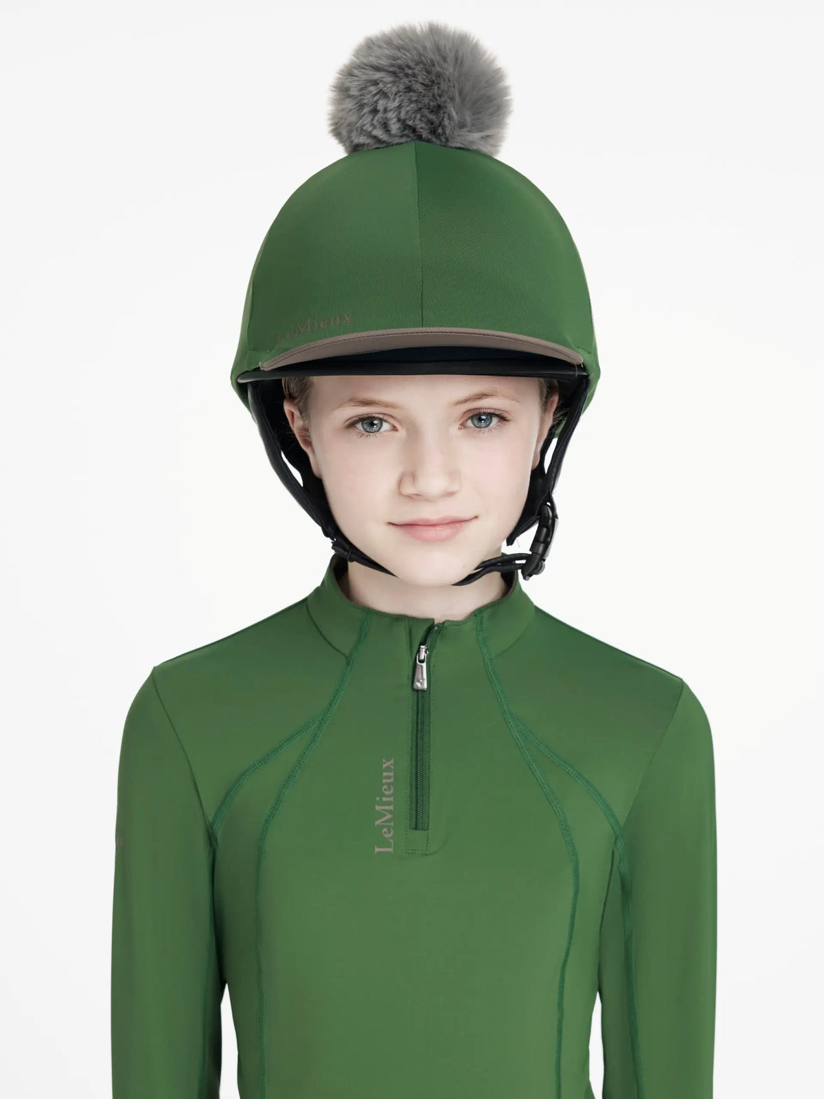 LeMieux Pom Hat Silk Hunter Green | Saddleworld Ipswich | Rider wear | Shirts 