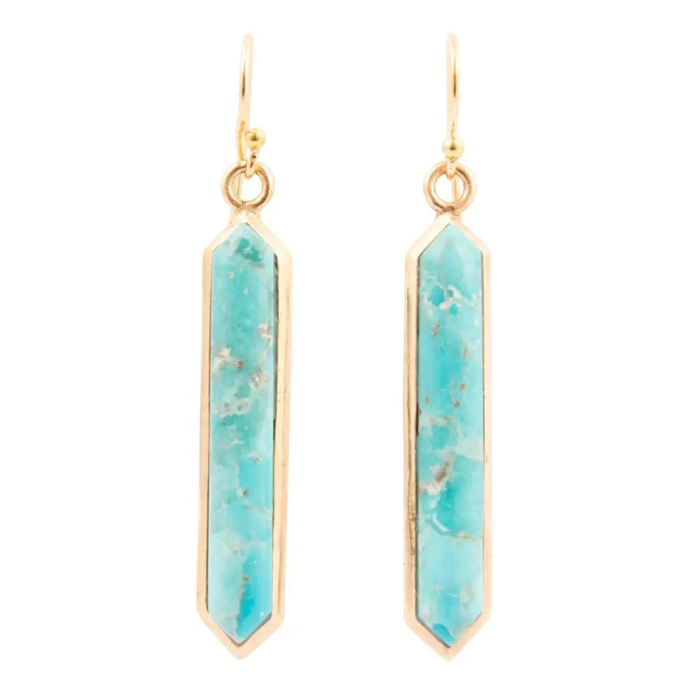 Linear Blue Turquoise Golden Drop Earrings | Giftware - Jewellery | Saddleworld Ipswich