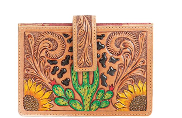 Loyal West Prickly Pear Card Holder in Handtooled Leather | Giftware - Purse | Saddleworld Ipswich