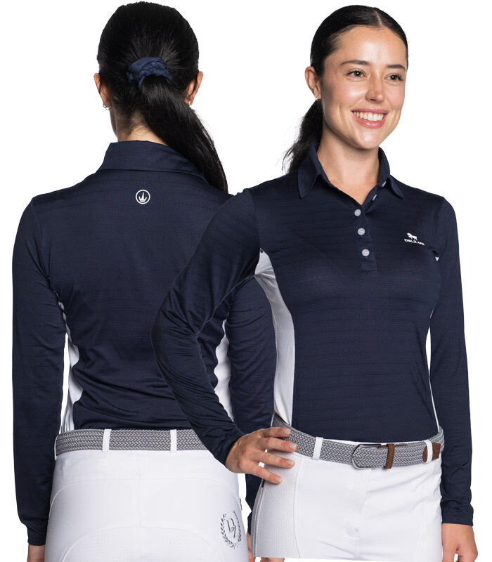 Delzani Luciana Polo-Navy Riding Short Sleeve