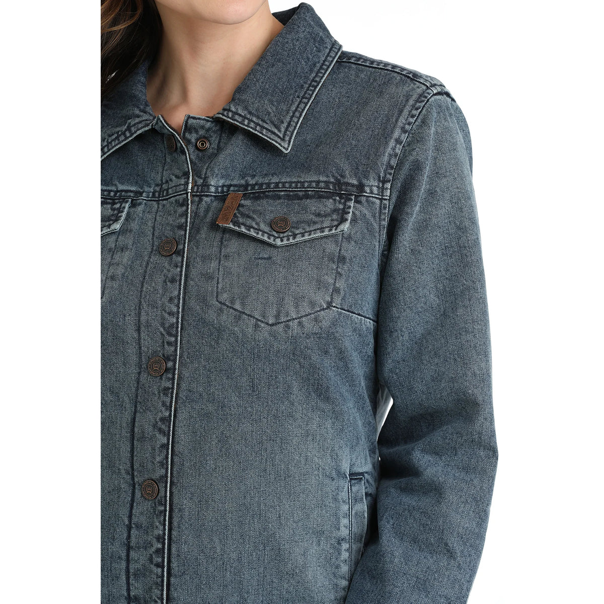 Cinch Ladies Reversible Trucker Aztec Indigo Denim Jacket - Winter Black Friday Sale