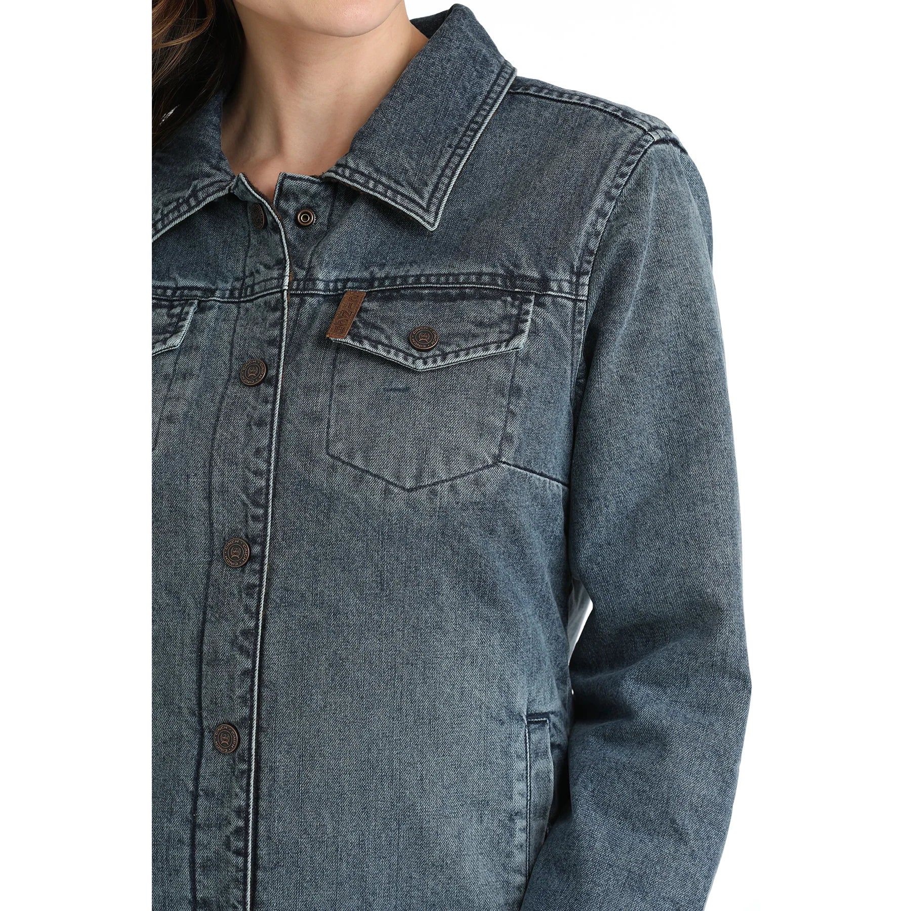 Cinch Ladies Reversible Trucker Aztec Indigo Denim Jacket - Winter Black Friday Sale