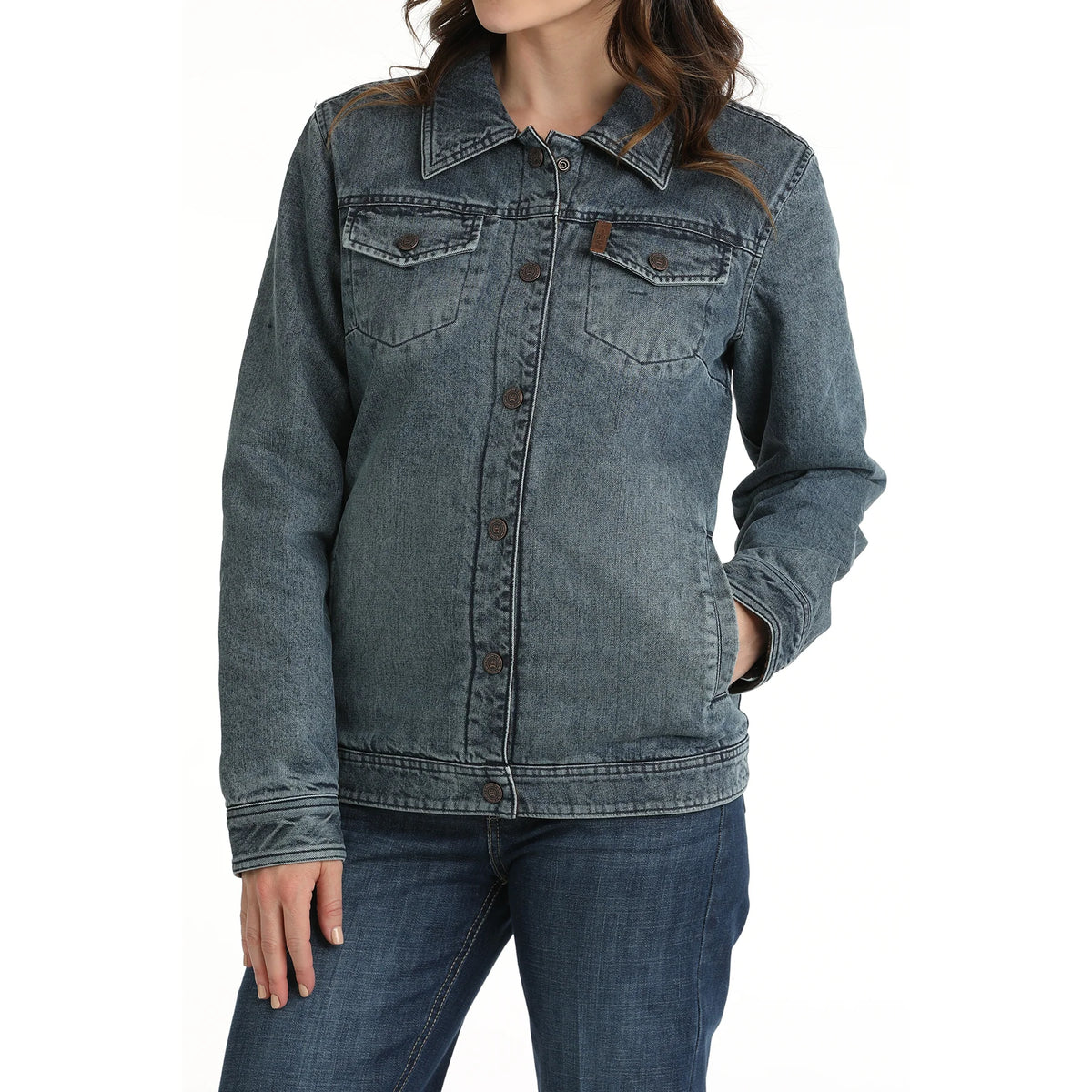 Cinch Ladies Reversible Trucker Aztec Indigo Denim Jacket - Winter Black Friday Sale