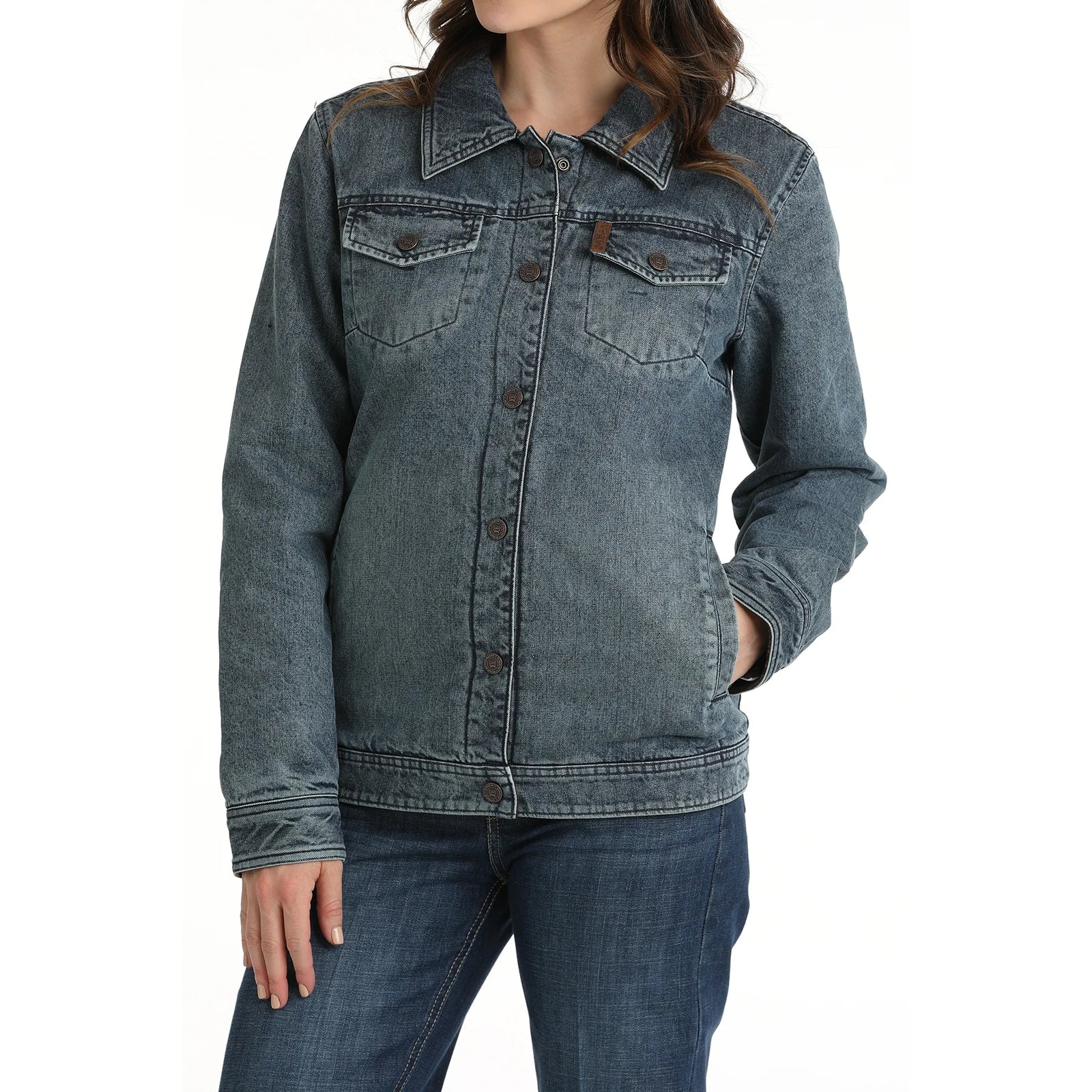 Cinch Ladies Reversible Trucker Aztec Indigo Denim Jacket - Winter Black Friday Sale