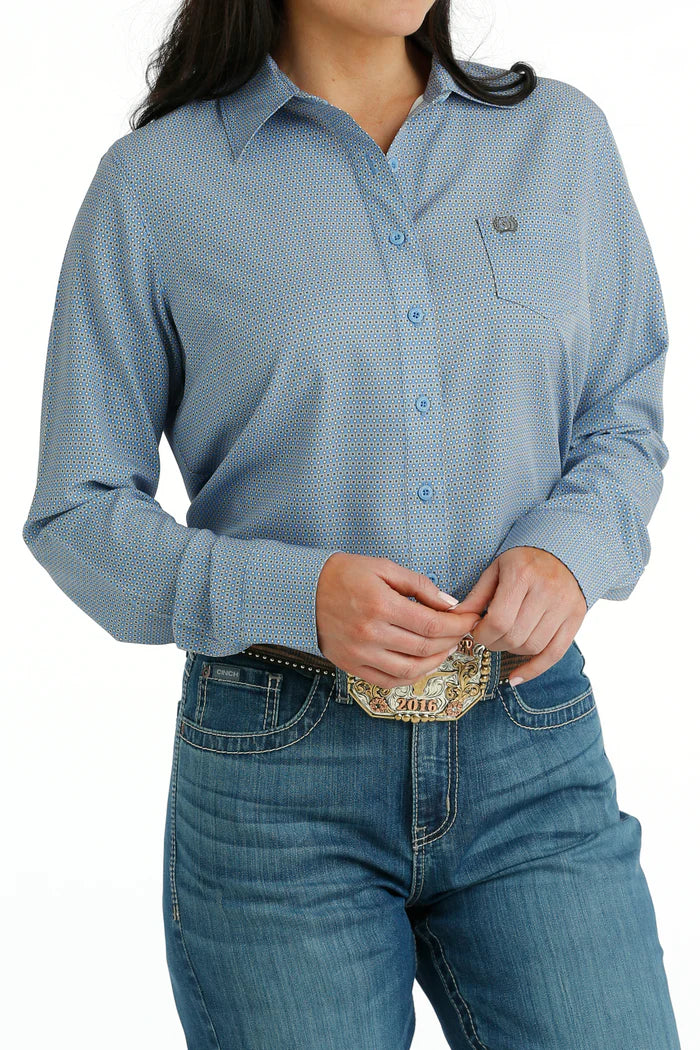 Cinch Wmns Arenaflex Long Sleeve Button Up In Blue - Black Friday Sale