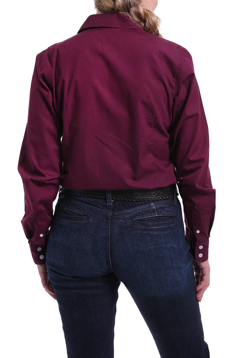 Cinch Womens Shirt Solid Burgundy Button Down Shirt
