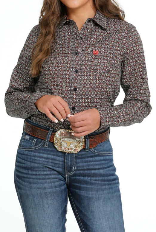 Cinch Wmns Multi Colored Button Down Western Shirt - Black Friday Sale