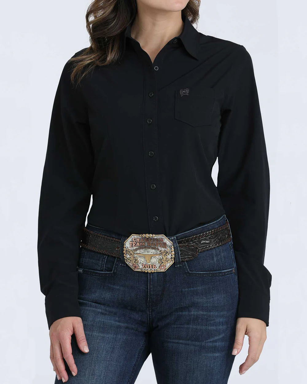 Cinch Wmns Solid Arenaflex Button Down Western Shirt