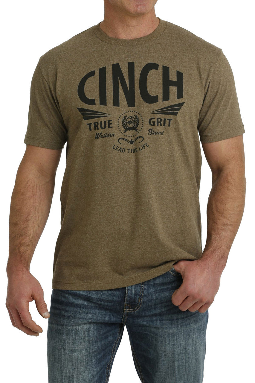 Cinch Mns T Shirt True Grit Khaki Short Sleeve Tee
