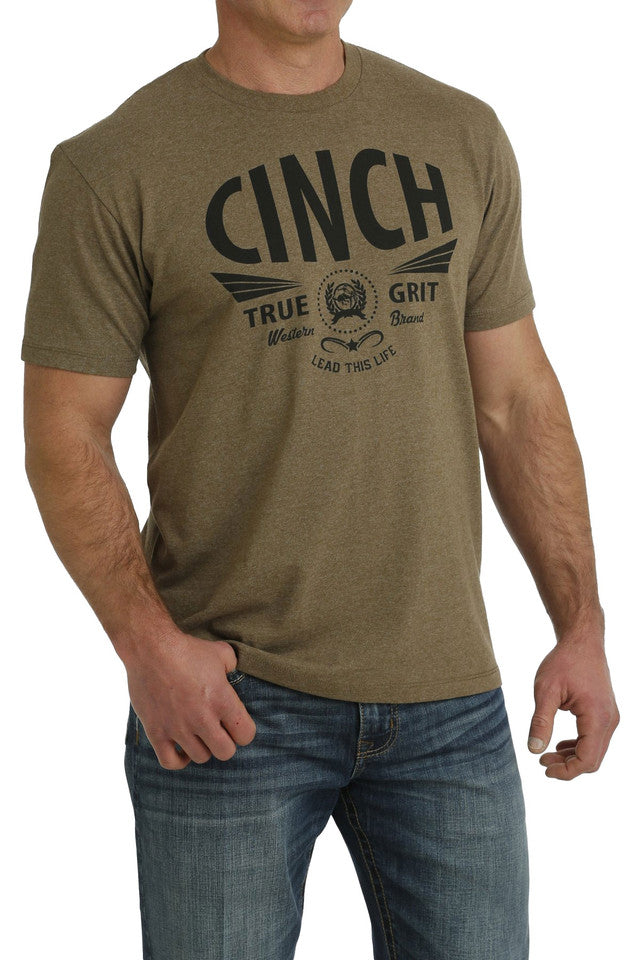 Cinch Mns T Shirt True Grit Khaki Short Sleeve Tee