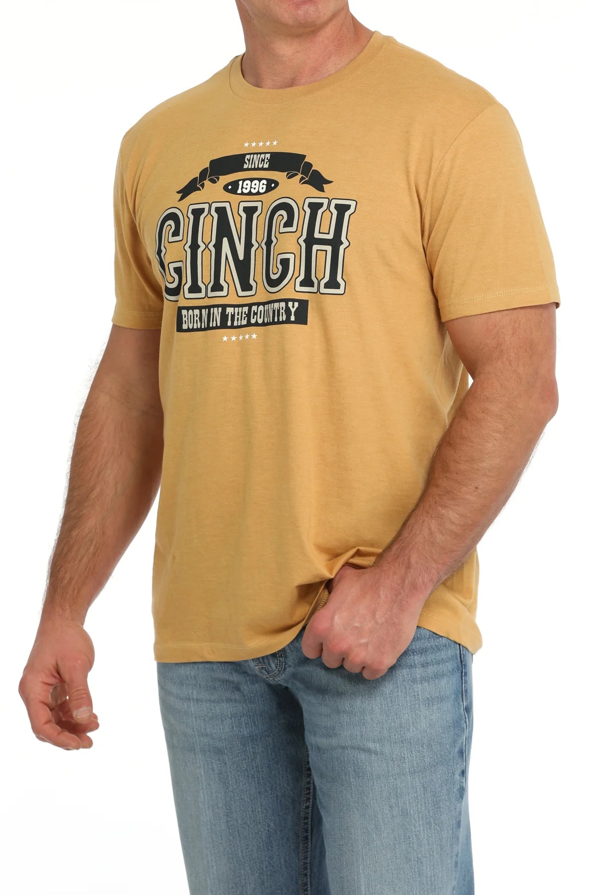 Cinch Mens Born in the Country T Shirt Gold - Summer Clearance