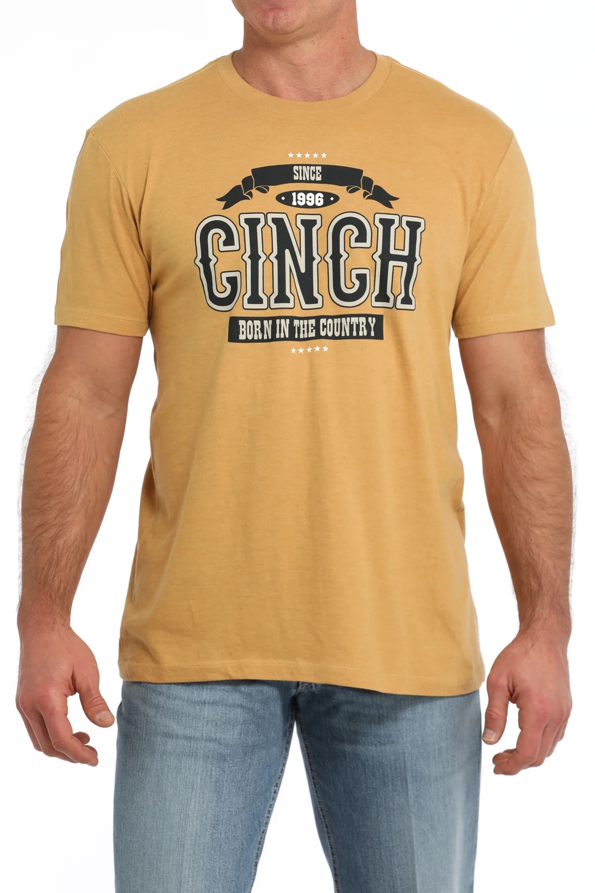 Cinch Mens Born in the Country T Shirt Gold - Summer Clearance