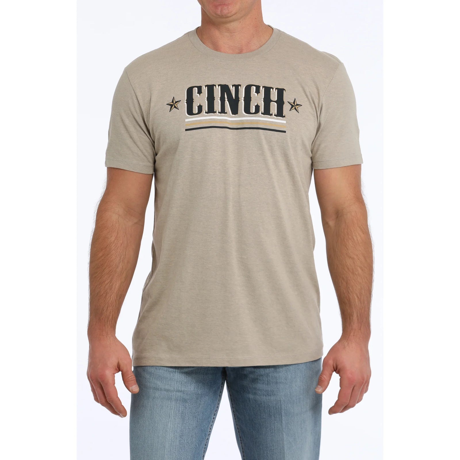 Cinch Mens Logo Cream Graphic T Shirt