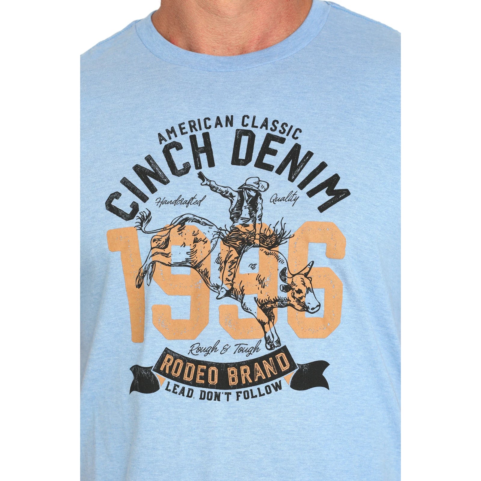 Cinch Mens Western Logo Graphic Light Blue T Shirt