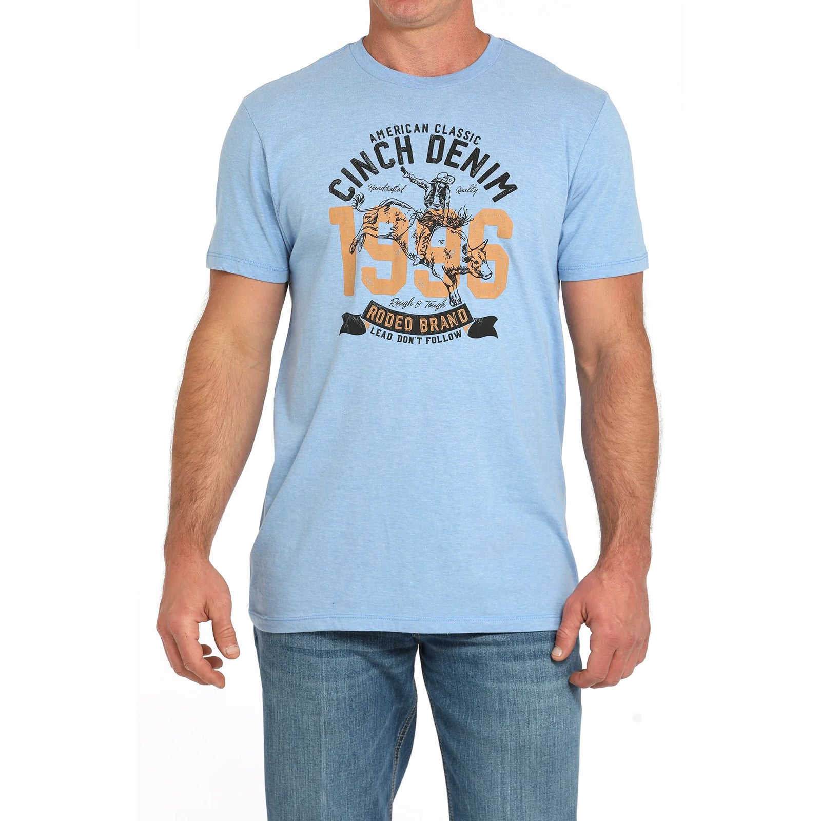 Cinch Mens Western Logo Graphic Light Blue T Shirt