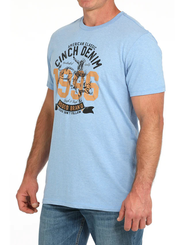 Cinch Mens Western Logo Graphic Light Blue T Shirt