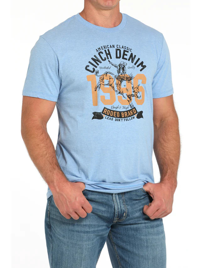 Cinch Mens Western Logo Graphic Light Blue T Shirt