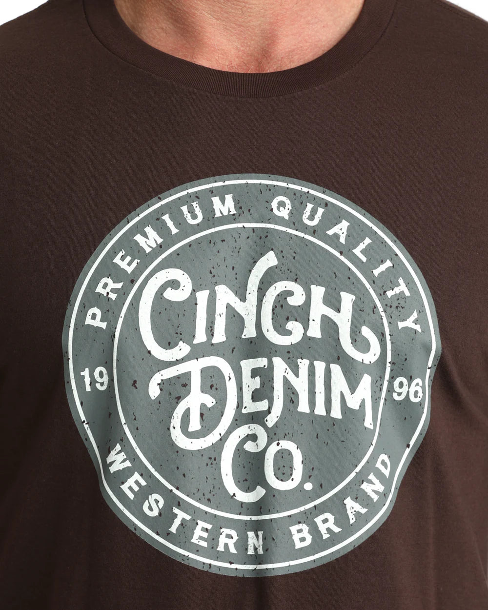 Cinch Mens Solid Brown Denim Co Graphic T Shirt