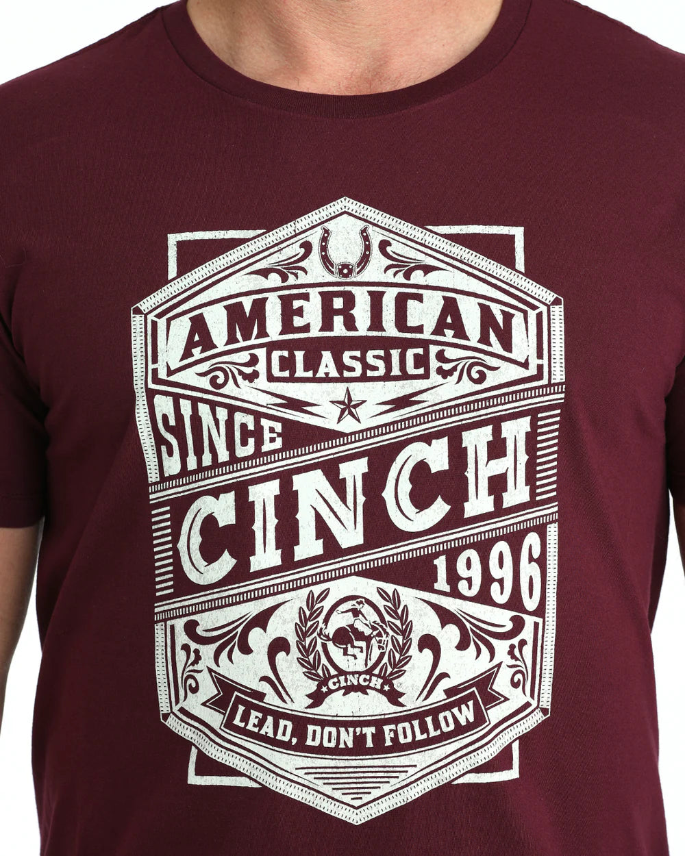 Cinch Mens American Classic T Shirt Burgundy