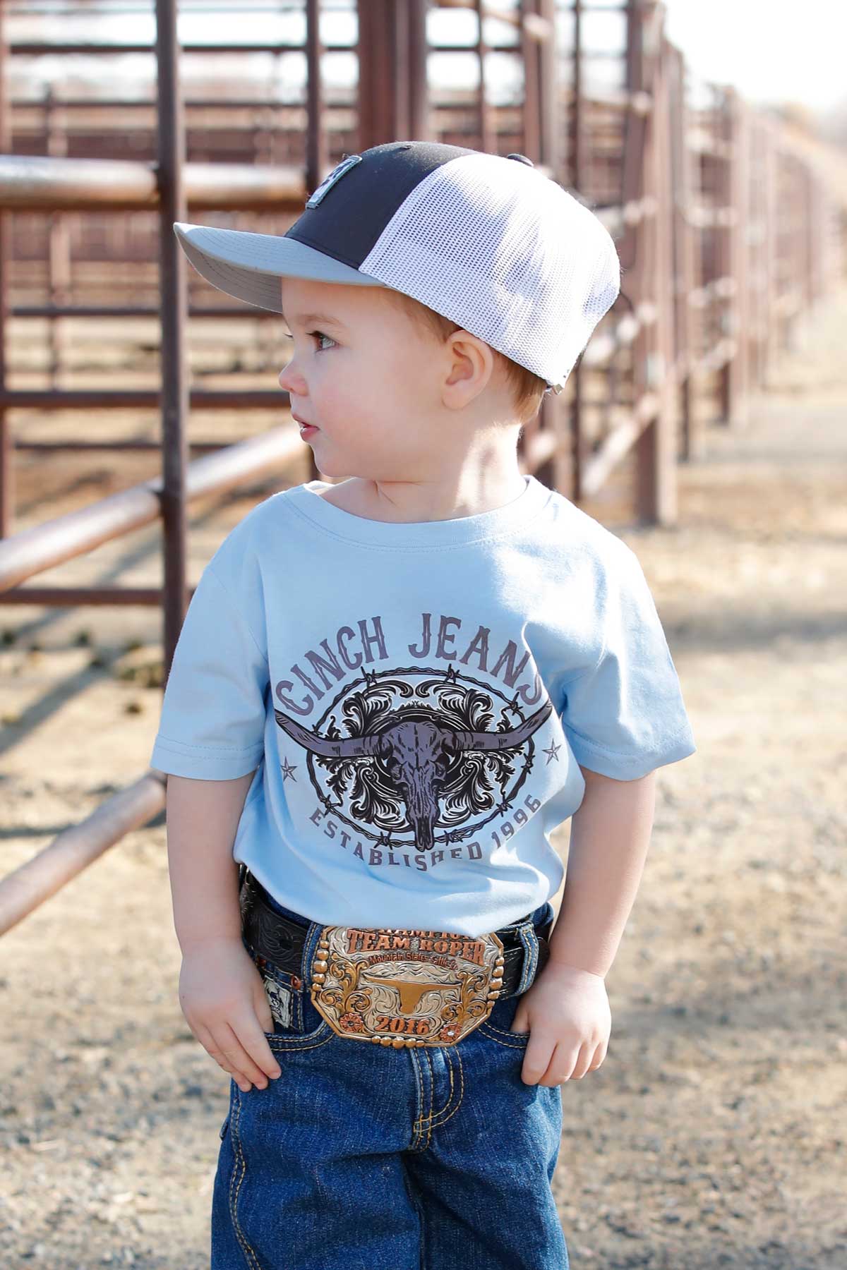 Cinch Toddler Boys Light Blue Longhorn Graphic T Shirt