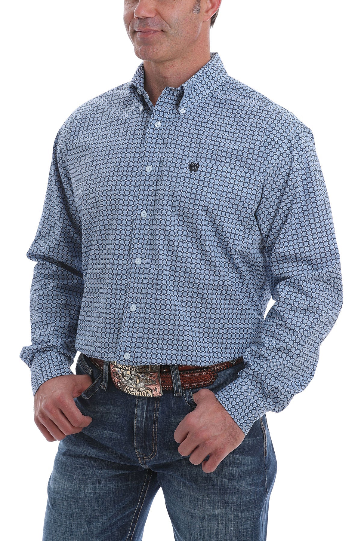 Cinch Mens Blue And White Dot Print - EOFY Sale