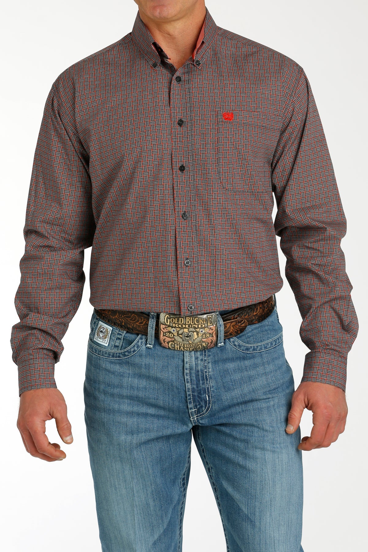 Cinch Mens Geometric Print Button Down Shirt - EOFY Sale