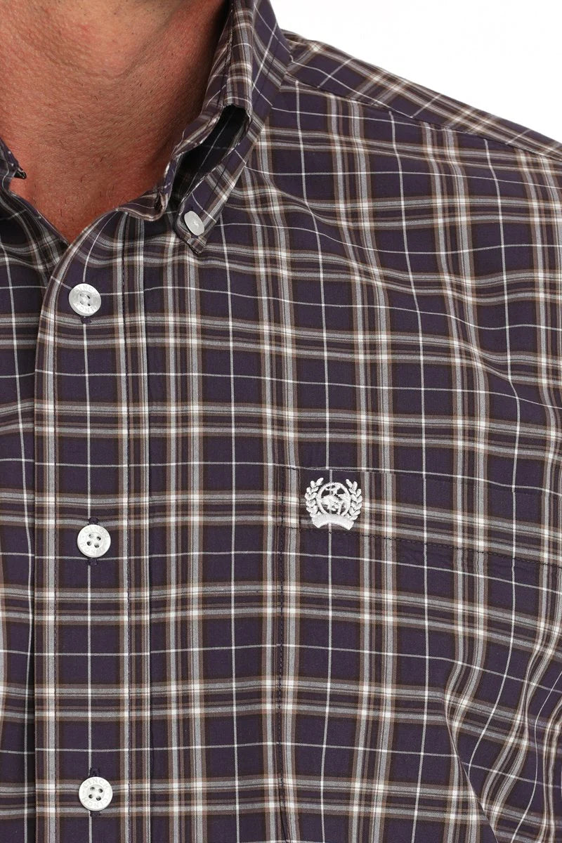 Cinch Mens Plaid Button Down Western Shirt - Purple