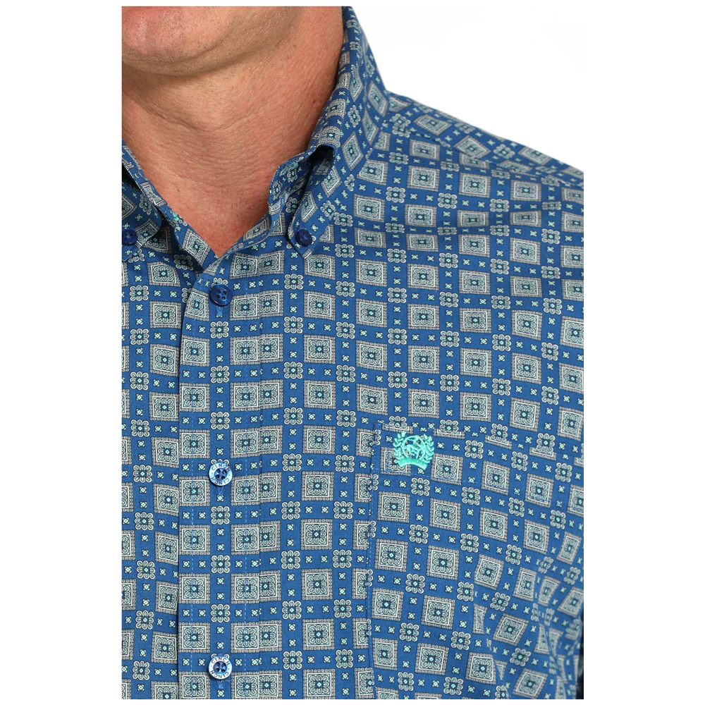 Cinch Mens Western Shirt - Royal Blue Print