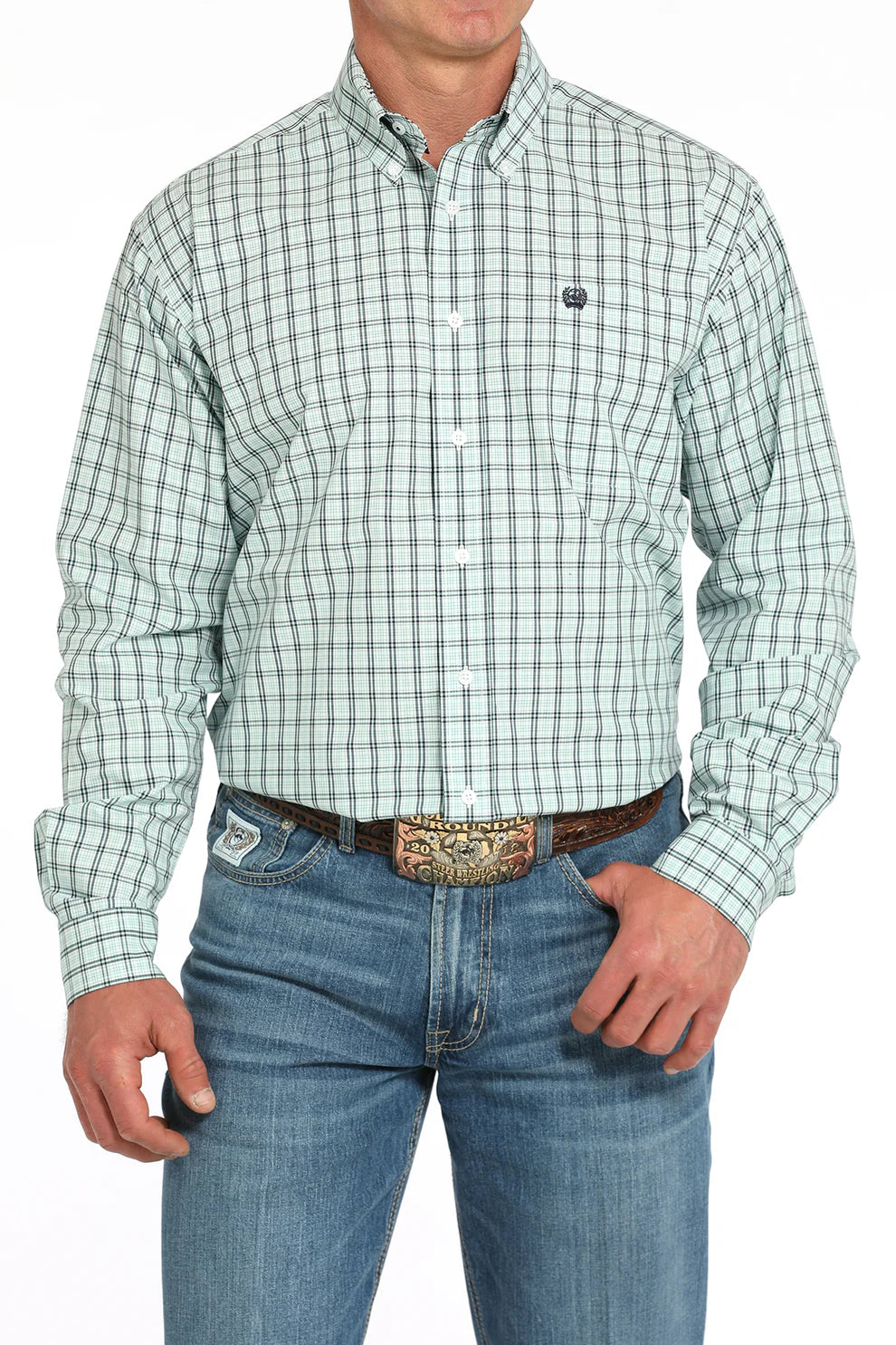 Cinch Mens Western Shirt - Turquoise Check