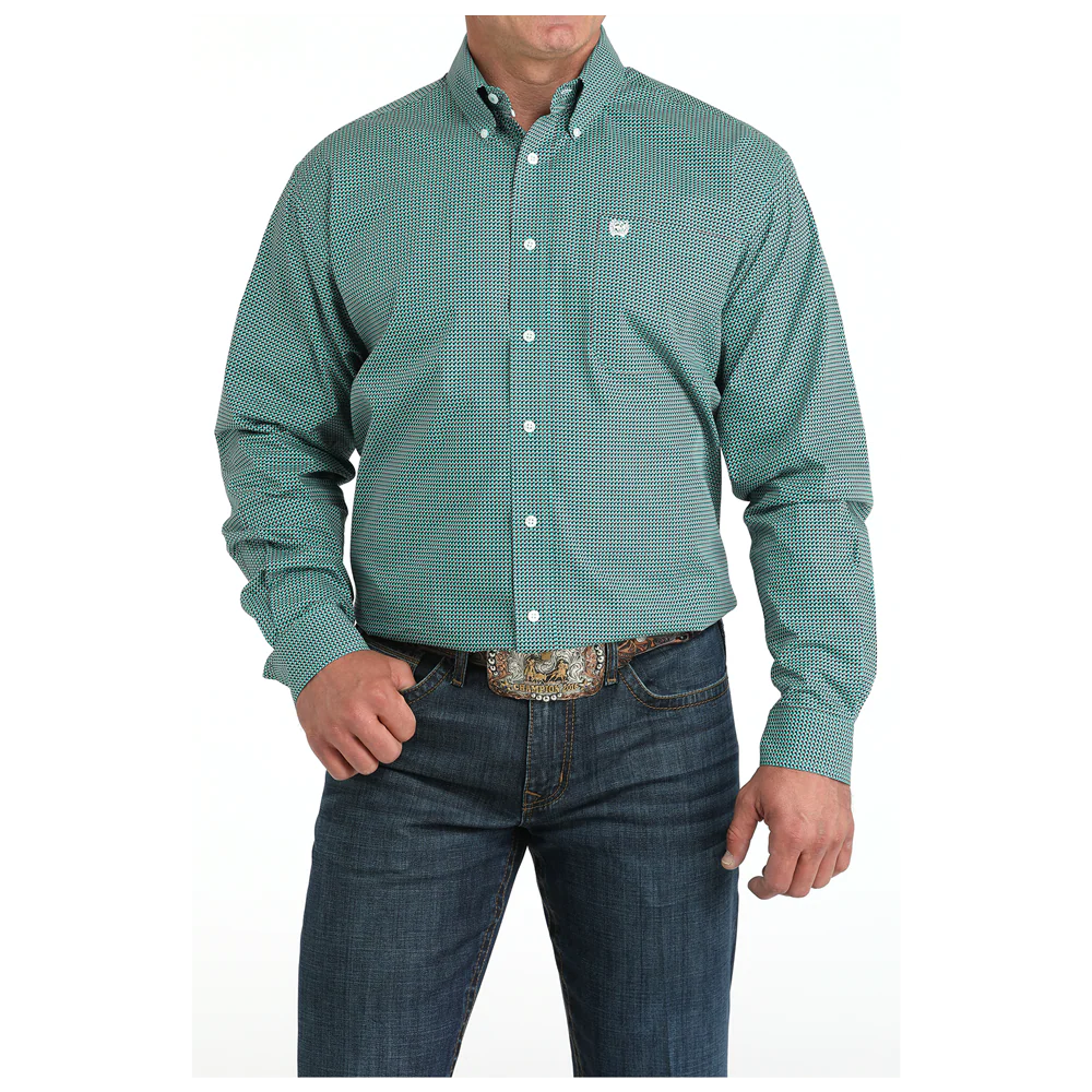 Cinch Mens Long Sleeve Turquoise Print Western Shirt