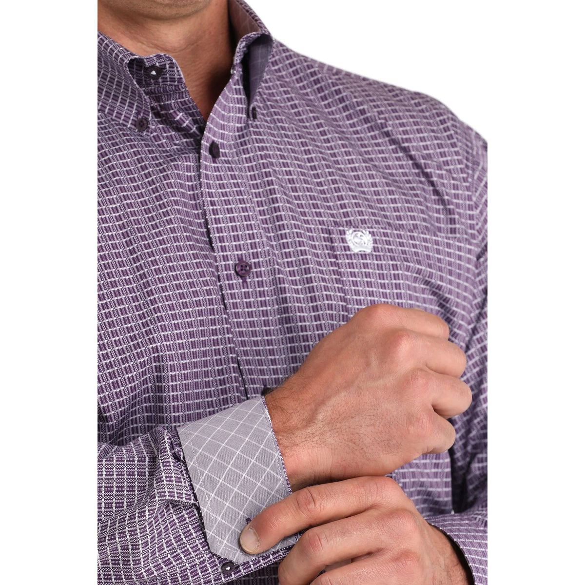 Cinch Mens Purple Plaid Print Western Shirt