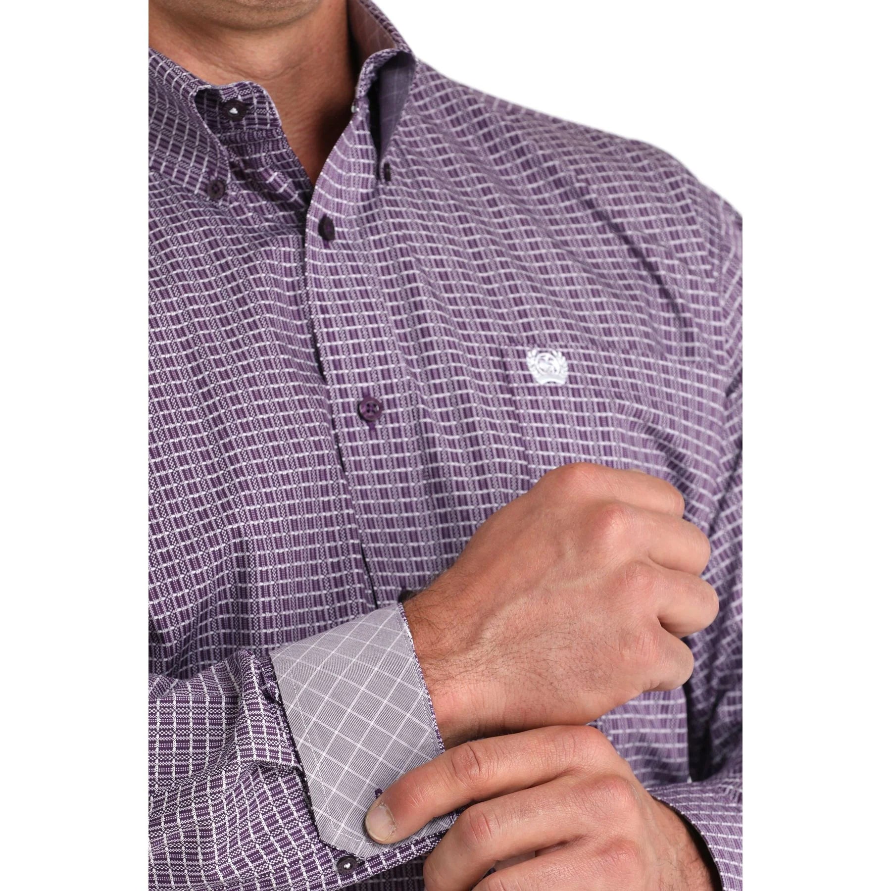 Cinch Mens Purple Plaid Print Western Shirt