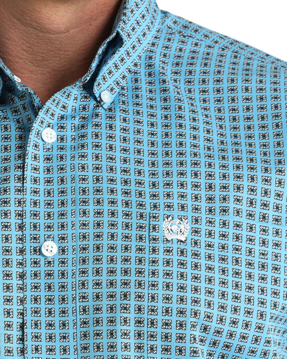 Cinch Blue Geometric Print Shirt